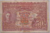 1941 Malaya Straits Settlements Fifty Cent Banknote aVF