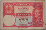 1940 Sarawak Ten Cents Banknote Fine