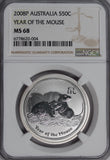 2008 Year of the Mouse 1/2oz Silver Coin MS68