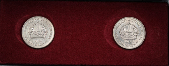 1937 and 1938 Australian Crown Coin Pair in Presentation Box EF