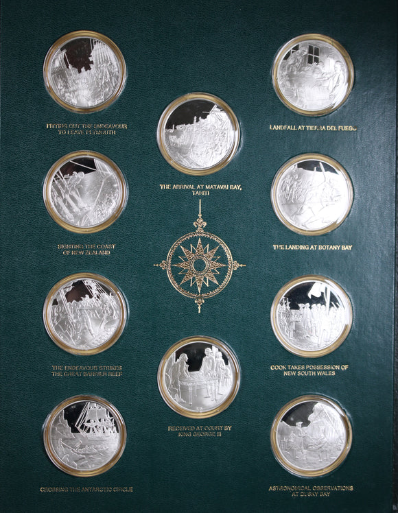 1977 Set of 20 Silver Medallions Voyages of Captain James Cook