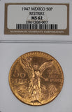 Mexico 1947 50 Peso Gold (Restrike) MS62