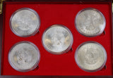 5x 1948 Mexico Silver Cinco Pesos Coins EF in Presentation Box