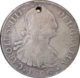 1806JP Potosi 8 Reales Pillar Dollar Holed Fine