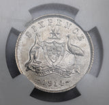 1914 Australia Silver Sixpence NGC MS62