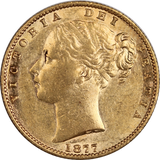 1877 Sydney Mint Shield Gold Sovereign aUNC