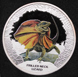 2013 Frilled Neck Lizard 1oz Silver Coin in Quadrum Capsule