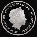 2013 Frilled Neck Lizard 1oz Silver Coin in Quadrum Capsule