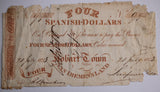 1823 Hobart Town Four Spanish Dollar Promissory Note VG