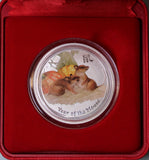 2008 1/2oz Coloured Silver Year of the Mouse Bullion Coin in Red Case