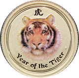 2010 1/20oz Gold Year of the Tiger Coloured Bullion Coin