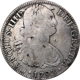 Mexico 1793 Charles IV Silver 8 Reales w/ Chopmarks gFine