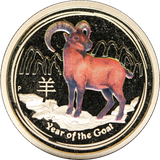 Australian Lunar Series II 2015 Year of the Goat 1/4oz Coloured Gold Proof Coin