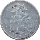 Mexico 1871 Silver Peso Fine