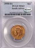 1930 South Africa Gold Sovereign PCGS MS63