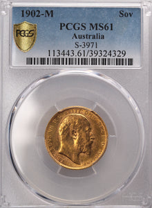 1902 Melbourne Mint Gold Sovereign PCGS MS61