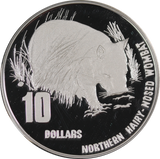 1998 Australia's Endangered Species Northern Hairy-Nosed Wombat $10 Silver Piedfort Coin