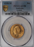 1930 Melbourne Mint Gold Sovereign AU58