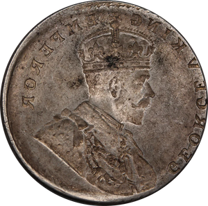 British-India 1912-1936 Rupee Type II Obverse Brockage Error VF