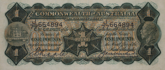 1927 One Pound Riddle/Heathershaw Banknote gVF