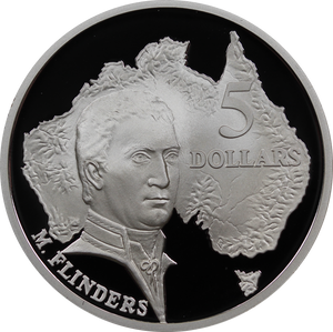 1993 Silver $5 Explorers - Matthew Flinders Coin