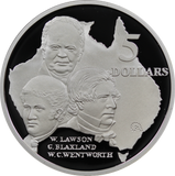 1993 Silver $5 Explorers - Lawson, Blaxland, Wentworth Coin