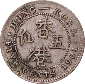 Hong Kong 1901 5 Cents VF