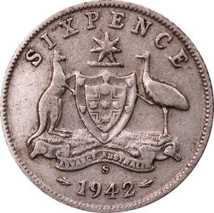 1942S Sixpence gFine