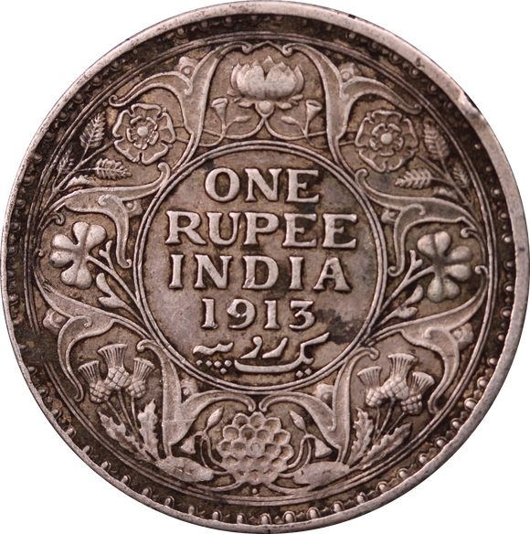 India-British 1913 Rupee VF