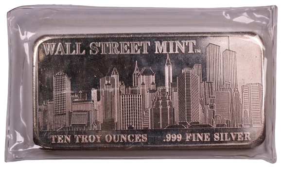 2002 Wall Street Mint New York Skyline 10oz Minted Bar