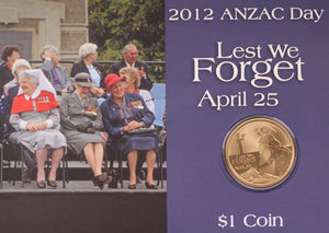 Anzac Day 2012 $1 Coin in Card