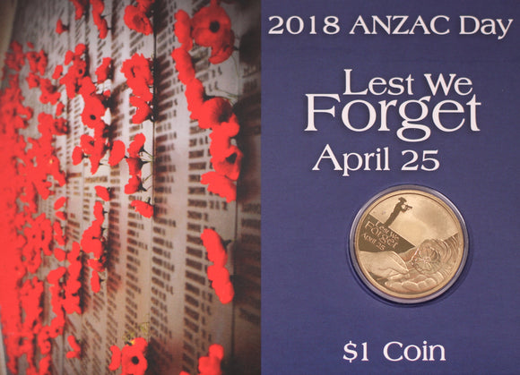 Anzac Day 2018 $1 Coin in Card