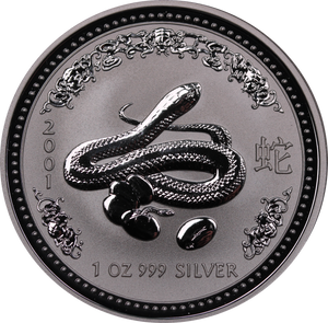 2001 Year of the Snake 1oz Silver Coin