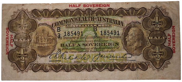 1928 Ten Shillings Riddle/Sheehan Circulated