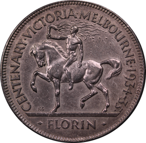 1934/35 Centenary Florin EF (Cleaned)