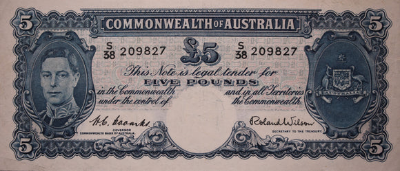 Five Pounds 1952 Coombs/Wilson gVF