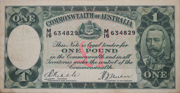 1933 One Pound Riddle/Sheehan Fine
