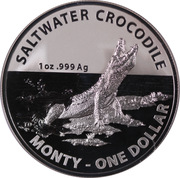 2016 $5 Australian Saltwater Crocodile Monty 1oz Silver  Frosted UNC Coin