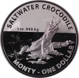 2016 $5 Australian Saltwater Crocodile Monty 1oz Silver  Frosted UNC Coin