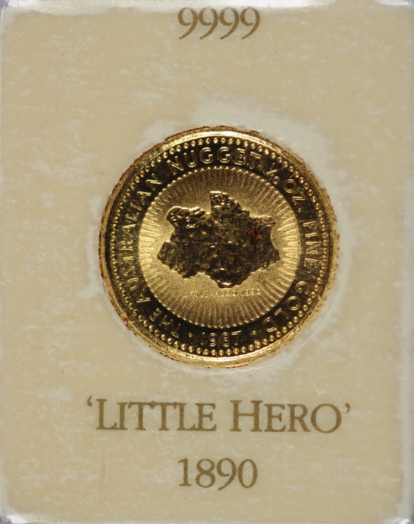 1987 Little Hero 1/10oz Gold Nugget Coin