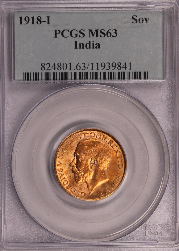 1918 India Mint Sovereign MS63