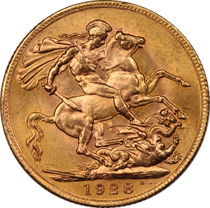 1928 South African Mint Sovereign aUNC