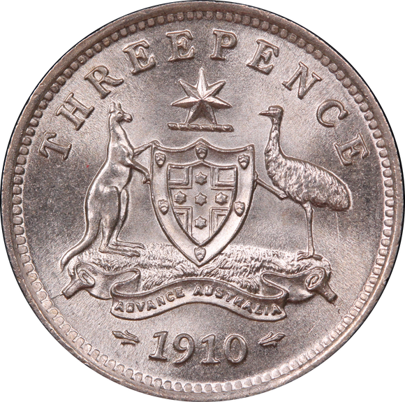 1910 Threepence Choice UNC