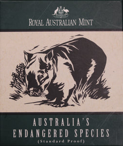 1998 Australia's Endangered Species Northern Hairy-Nosed Wombat $10 Silver Proof Coin