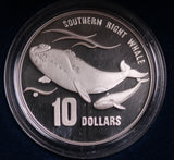 1996 Australia's Endangered Species Southern Right Whale $10 Silver Coin