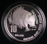 1998 Australia's Endangered Species Northern Hairy-Nosed Wombat $10 Silver Proof Coin