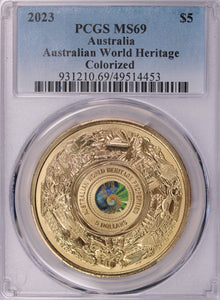 2023 Australian World Heritage $5 Coloured Coin MS69