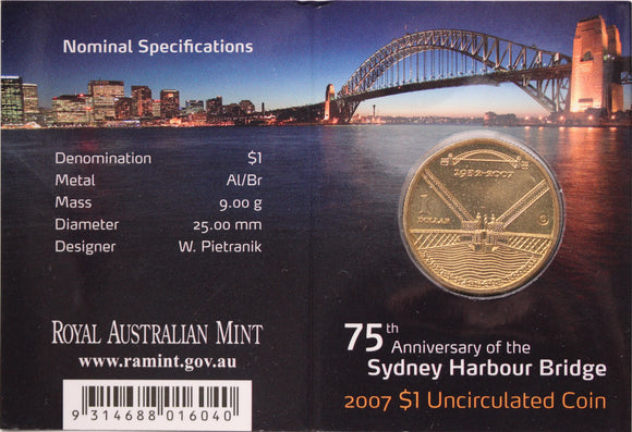 2007 $1 75th Anniversary of the Sydney Harbour Bridge UNC - 