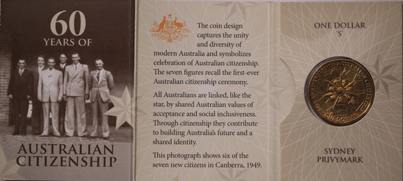 2009 $1 60 Years of Australian Citizenship - 'S' Privymark UNC