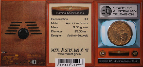 2006 $1 50 Years Of Australian Television UNC - 'TV' Mintmark